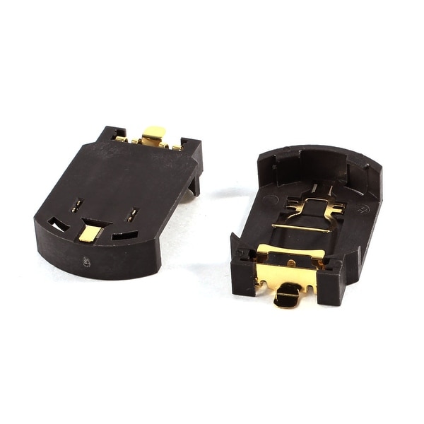 Unique Bargains 2 Pieces Brown Plastic Button Coin Cell Battery Socket Holder for CR2032