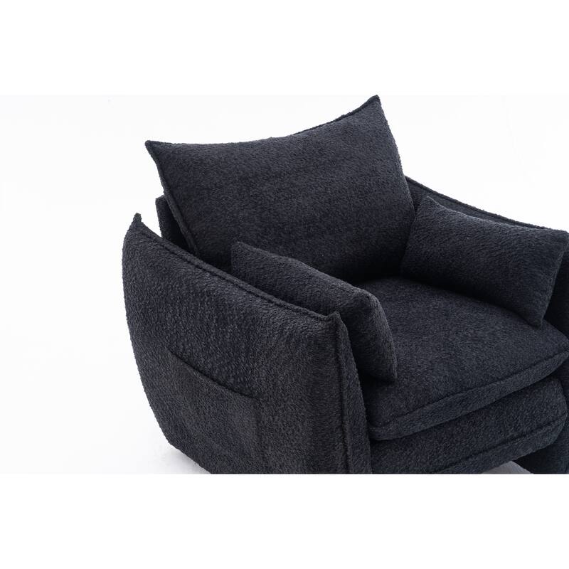 Chenille Sharp-Angle Accent Chairs with Steel Frame and Tool-Free Assembly