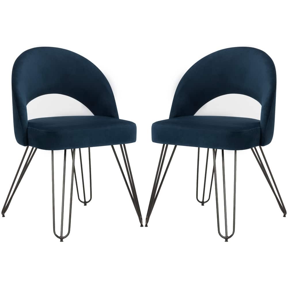 SAFAVIEH Ronna Velvet Retro Navy Side Chair (Set of 2) - 21Wx24Dx32H