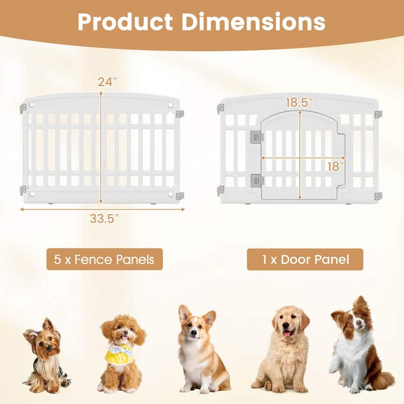 Costway 6/12 Panel Plastic Dog Playpen with Lockable Gate for Small &