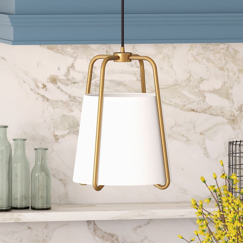 Marduk Contemporary Antique Pendant with White Linen Shade
