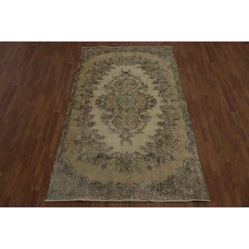 Hand Knotted Oriental 100% Wool Carpet Transitional Floral Beige & Ivories Anatolian Area Rug - 8' 3'' X 4' 11''