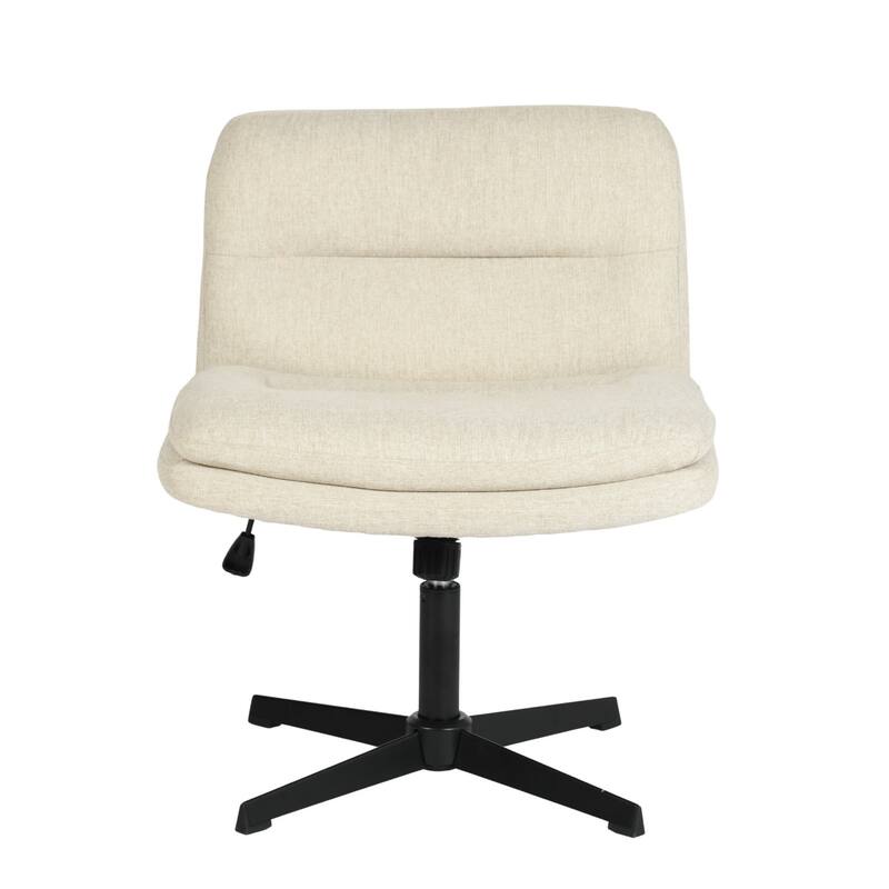 HomyLin Swivel Armless Office Desk Chair, Modern Fabric Padded Vanity Chair