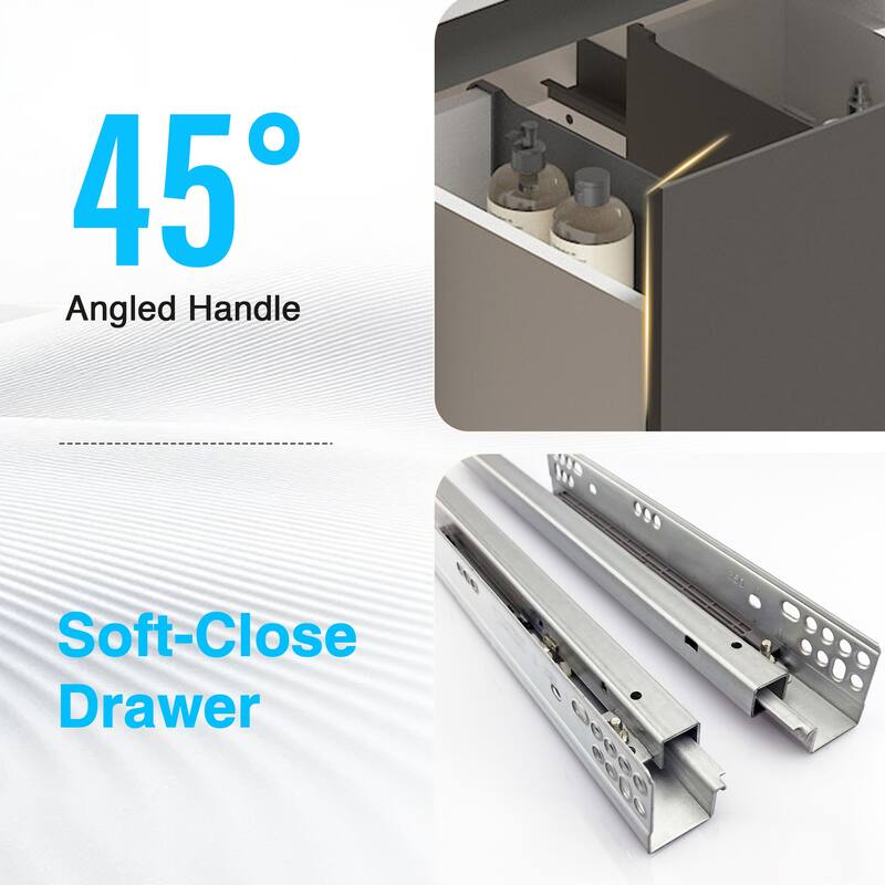 GDF Studio - Greyson American Design Floating Bathroom Vanity with Integrated Ceramic Basin and Soft-Close Drawer