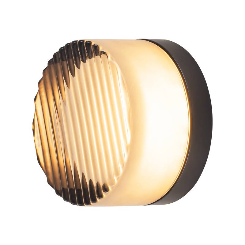 5.1 in. W Modern Dome LED 3000K Bathroom Vanity Light/Flush Mount Light with Gray Glass - 5.1 in. W x 3.54 in. H