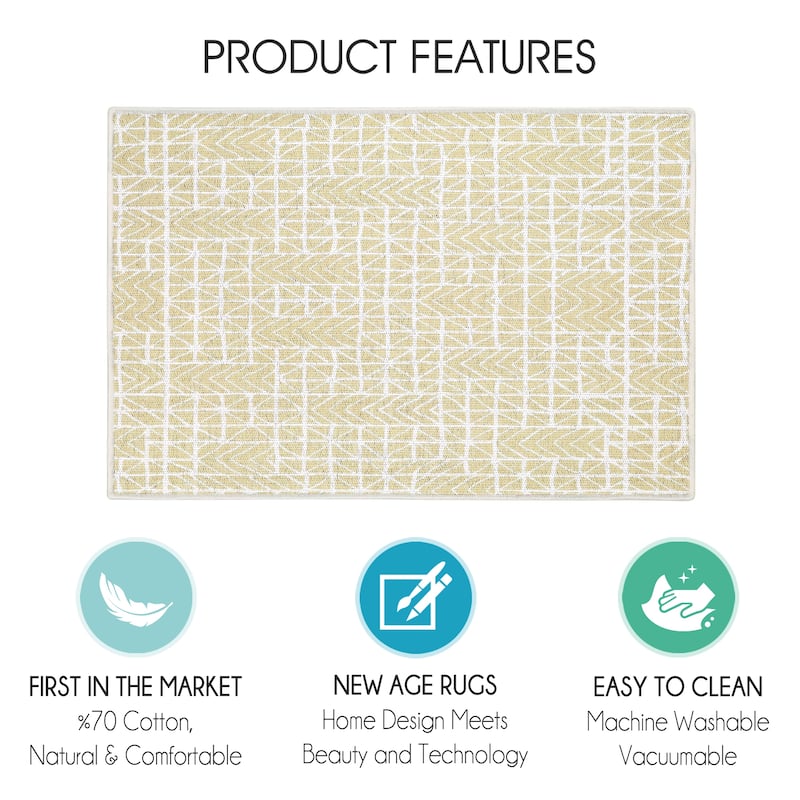 Sussexhome Heavy Duty Ultra Thin Non Slip Washable Cotton Indoor Rug - 2' x 3'