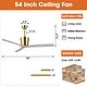 preview thumbnail 6 of 13, 54" Modern Gold Solid Wood Indoor Ceiling Fan with Remote and 6-Speed DC Motor