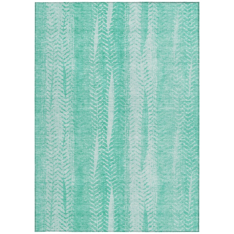 HomeRoots Botanical Leaves Transitional Rectangle Outdoor Rug