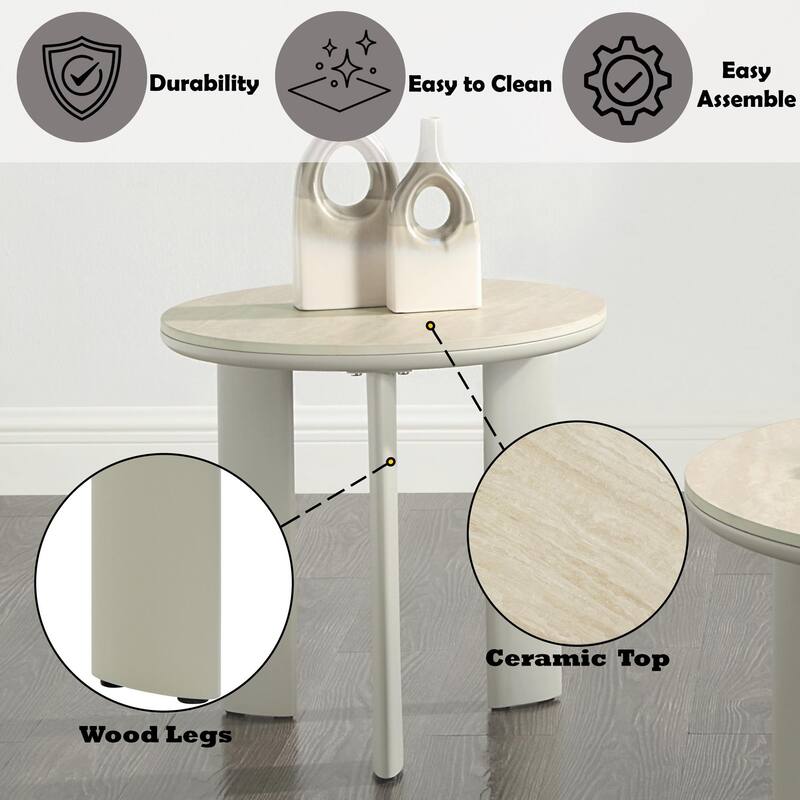 Ingram Ceramic Top & Light Finish End Table