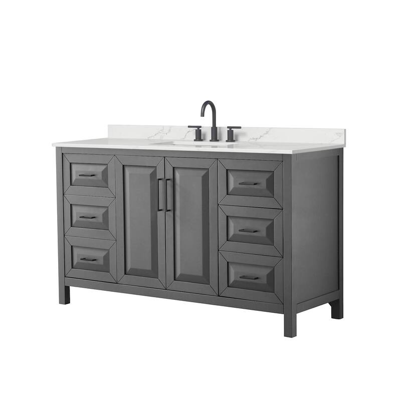 Wyndham Collection WCV252560S-QTZ-US3MXX Daria 60" Free Standing - Dark Gray / Giotto Quartz Top / Matte Black