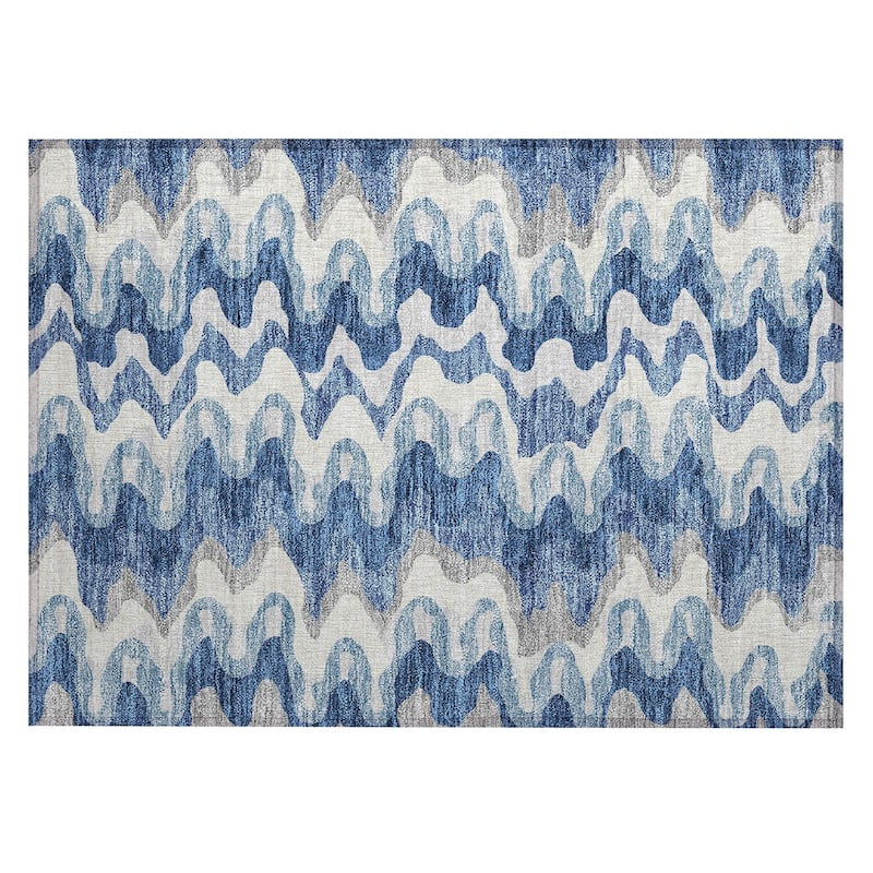 Machine Washable Indoor/ Outdoor Chantille Abstract Ripples Rug