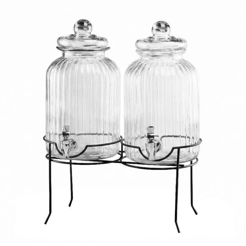Canyon Beverage Dispenser Set/2 With Black Metal Stand