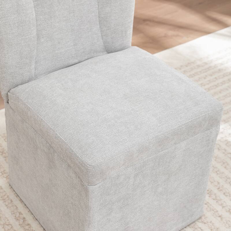 2-Piece Linen Dining Chairs, Modern Fabric Side Chairs,with Padded Seat and Backrest, Upholstered Armless Chairs