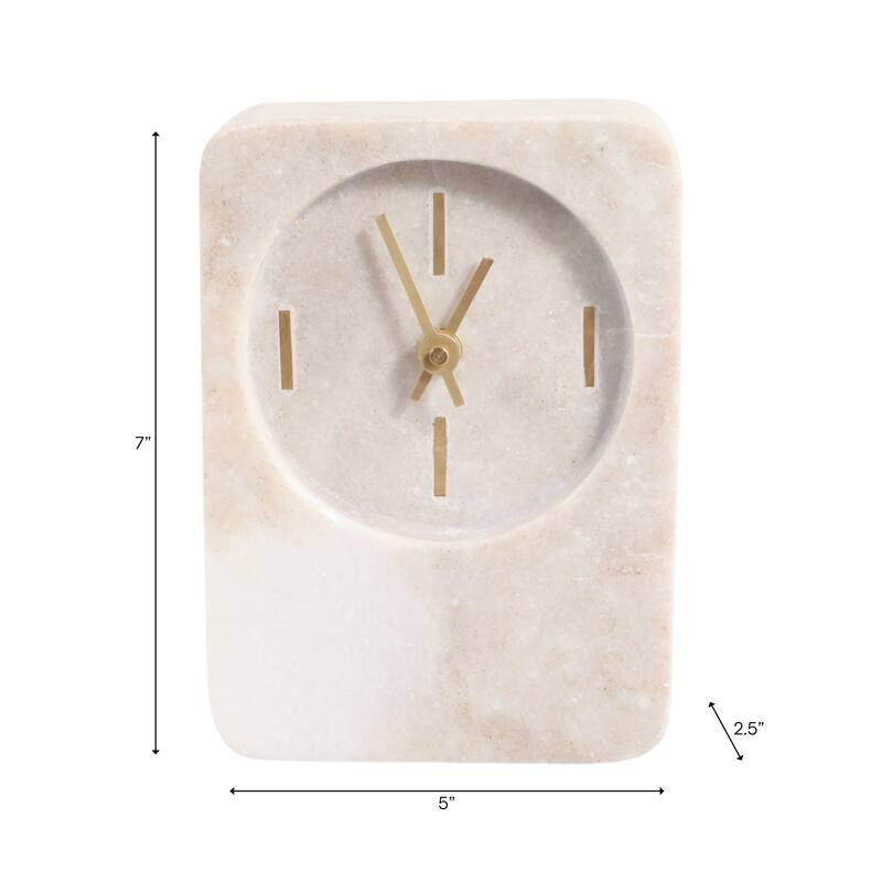Modern Stone and Marble Clock with Contemporary Design - Beige
