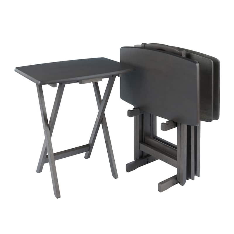 5-Pc Snack Table Set, Oyster Gray - 23.62 x 15.75 x 25.51 inches