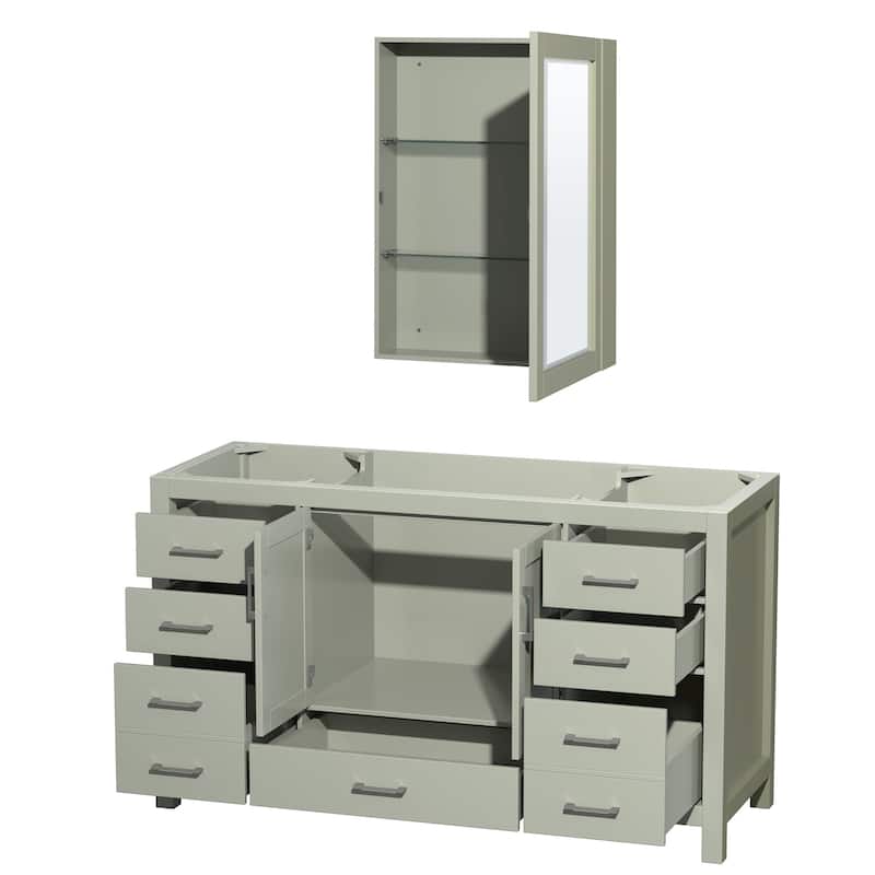 Wyndham Collection Sheffield 60" Hardwood Vanity Cabinet and Medicine