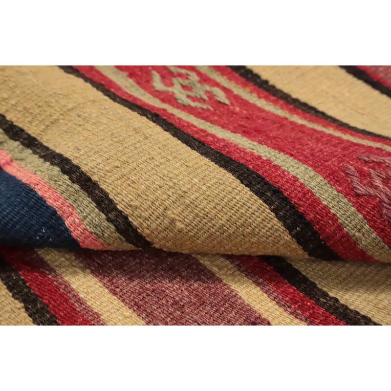 Hand Woven Oriental 100% Wool Carpet Southwestern Tribal Multi-Colored Kilim Area Rug - 7' 11'' X 5' 7''