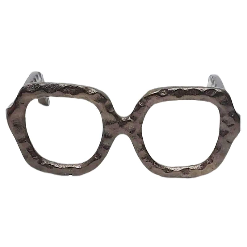 Metal Decorative Object Eyewear-Shaped Sculpture with Textured Design