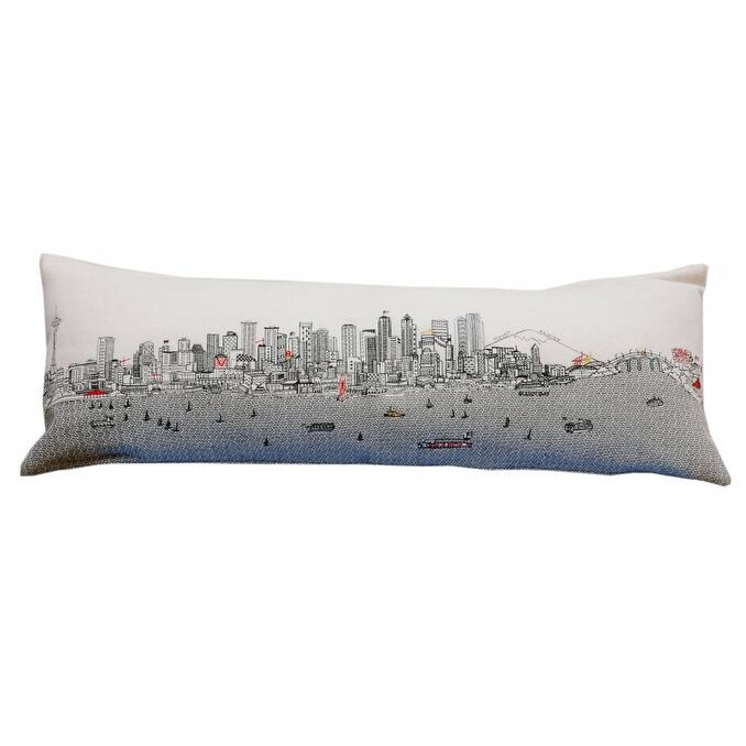 HomeRoots 46" White Seattle Daylight Skyline Lumbar Decorative Pillow