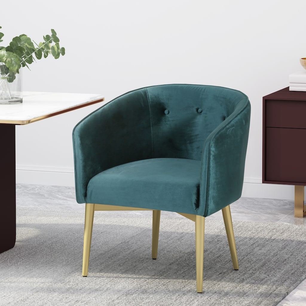 Modern Velvet Dining Chair with Iron Legs, Cushions and Backrest for Dining Room Kitchen Bedroom Living Room