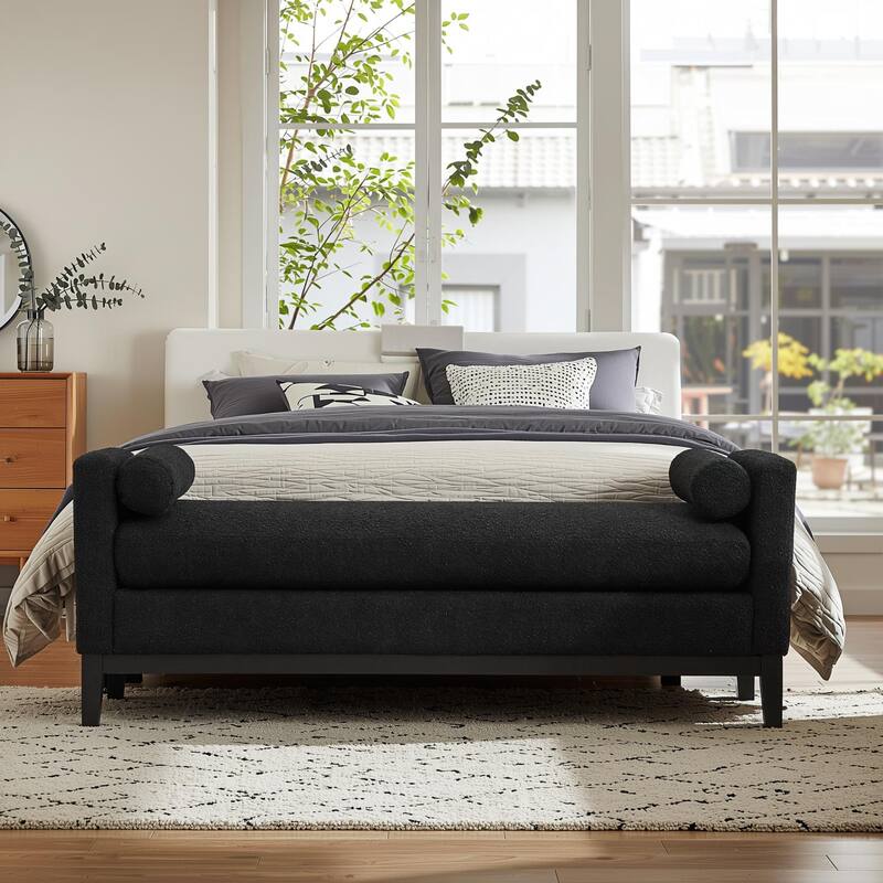 Homy Casa Upholstered Bench with Pillows, Wooden, Entry Living
