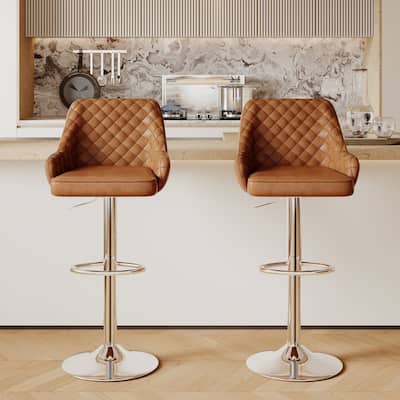 VECELO Adjustable Swivel Modern Bar Stools with Backs