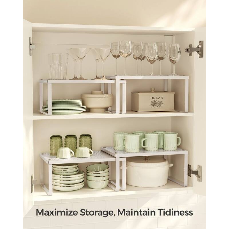 Set of 2 Stackable and Expandable Metal Kitchen Counter Shelves for Small Appliances or Spices