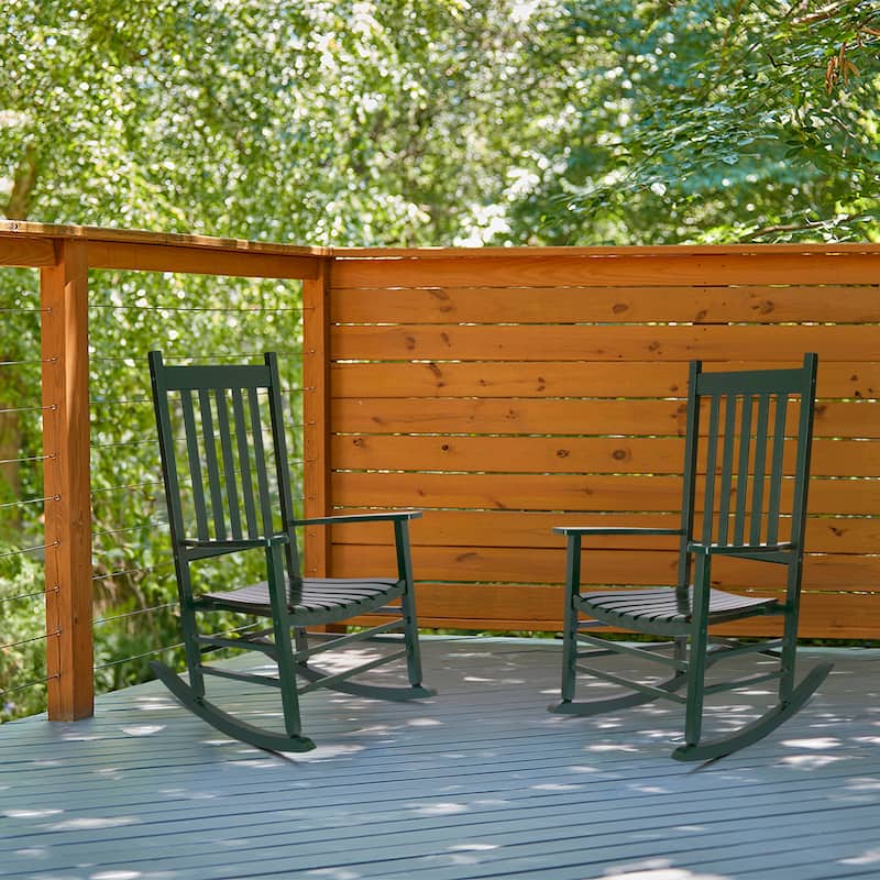Heritage Solid Wood Outdoor Patio Rocking Chair Rocker (Set of 2)