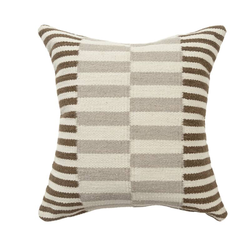 Handmade Striped Throw Pillow - 24" - Brown and Cream