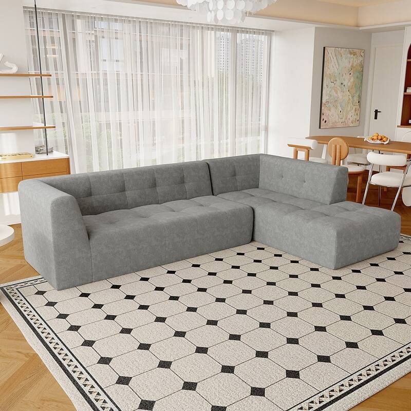 112.2" Modular L-Shaped Sofa, 2-Piece Modern Minimalist Design - Light Grey