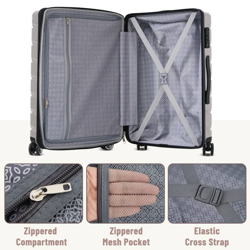 Hardshell Luggage Set 3 Piece, Durable ABS+PC Travel Suitcase with Spinner Wheels for Men Women (20/24/28 Inch)