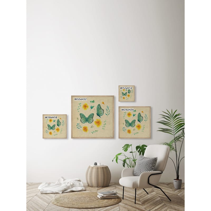 Flowers and Butterfly Framed Print