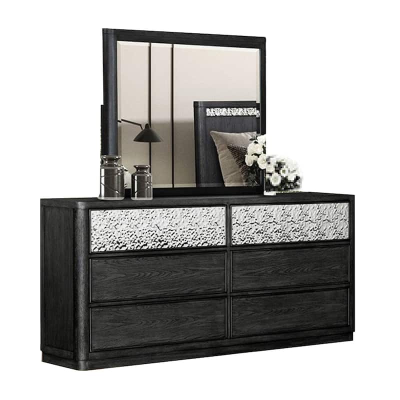 Zoko 5pc Queen Bedroom Set, 2 USB Nightstands, Dresser Mirror Ash Gray