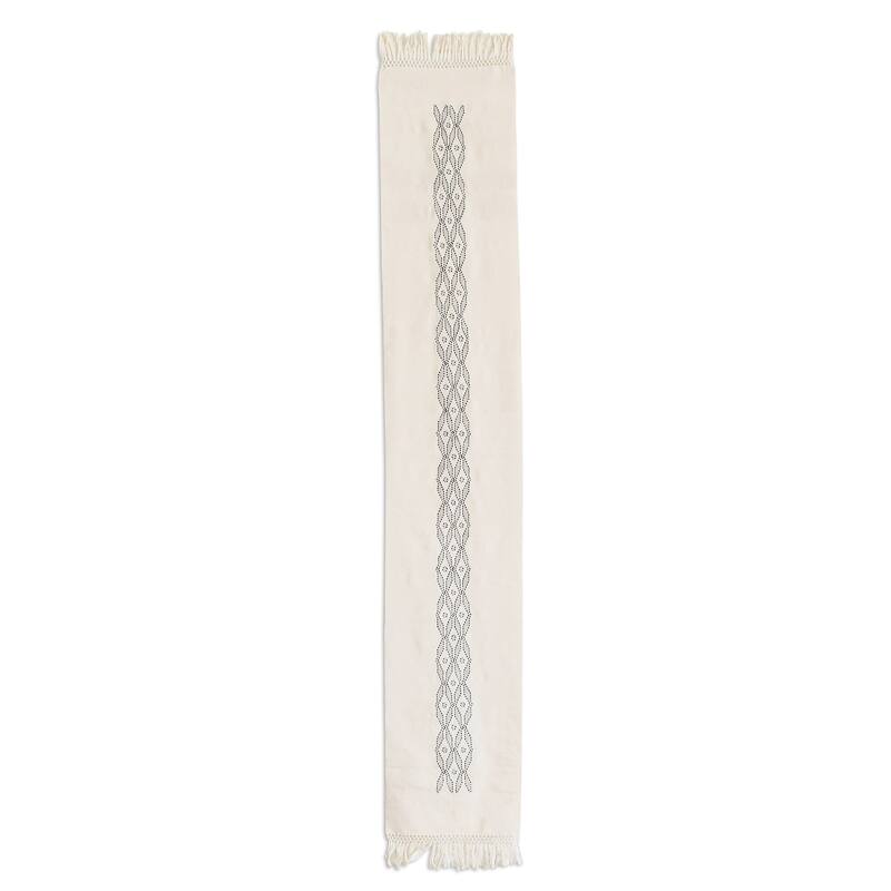 Novica Handmade Coban Diamonds In Azure Cotton Table Runner