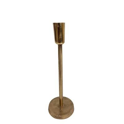 Lg. Alum. Candlestick Brass Antique Finish -ST - Brass Antique