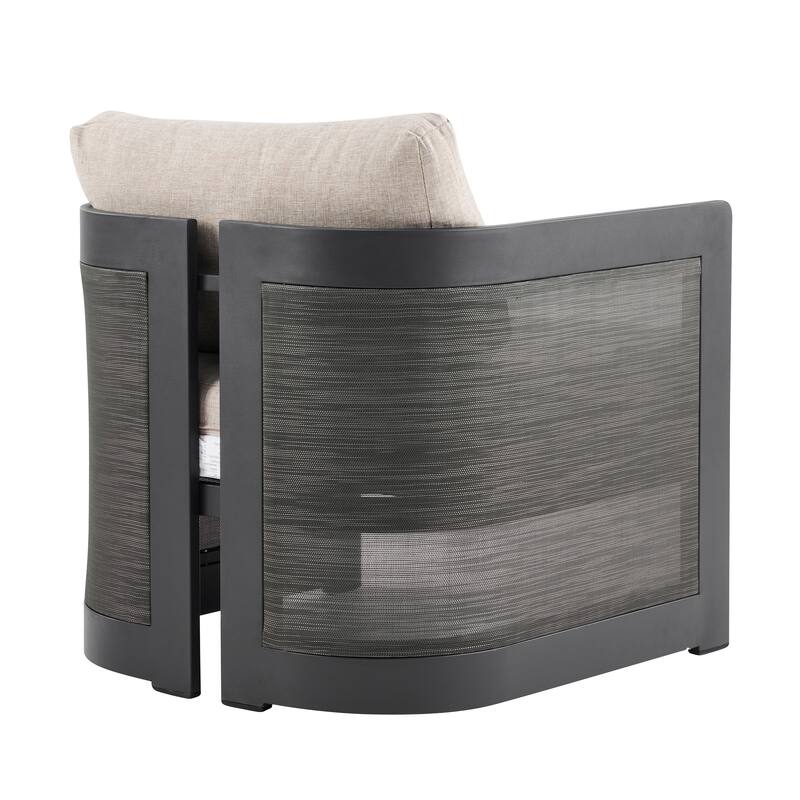 Christopher Knight Home - Modern Aluminum Outdoor 5 Piece Conversation Seating Set with Acacia Wood Coffee Table