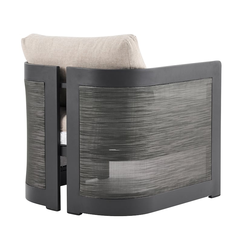 Christopher Knight Home - Aluminum 4-Piece Outdoor Conversation Seating Set with Mesh Panels and Olefin Cushions (No table)