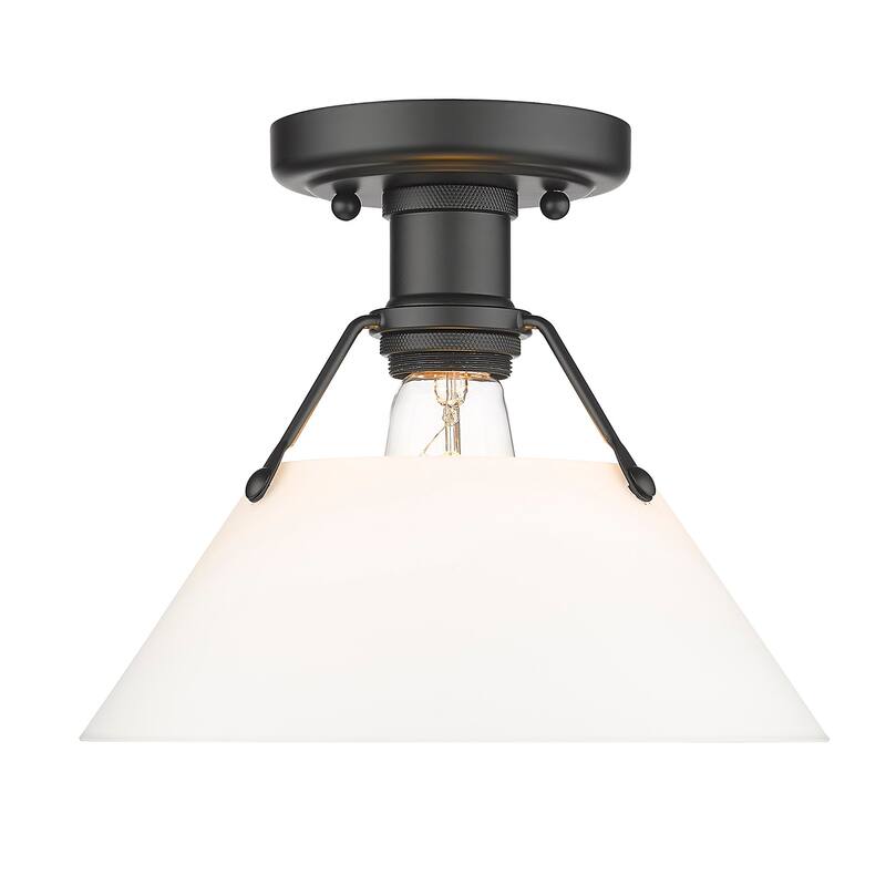 Yep by Golden Lighting Orwell 1-light Flush Mount in Matte Black and Opal Glass - Matte Black