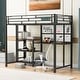 preview thumbnail 6 of 10, Black Platform Bed w/ Desk & Whiteboard, Metal Loft Bed w/ 3 Storage Shelves, Safety Guardrail&Ladder, Space-Saving, Noise Free