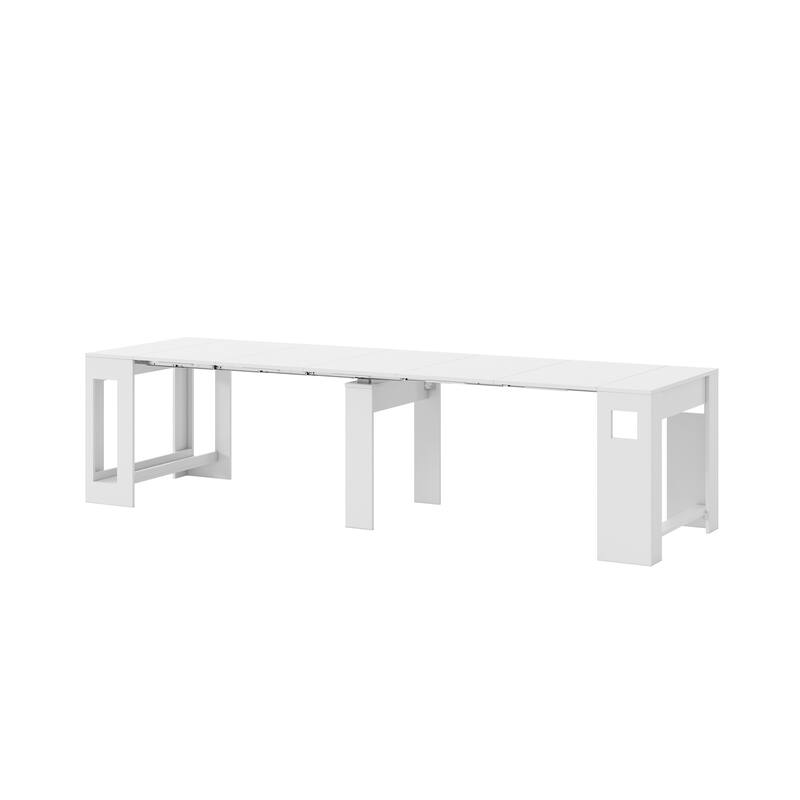 120" Extending Console Table to Writing Desk, Solid Pine Wood Space-Saving Desk Slim Entryway Table for Small Spaces Table