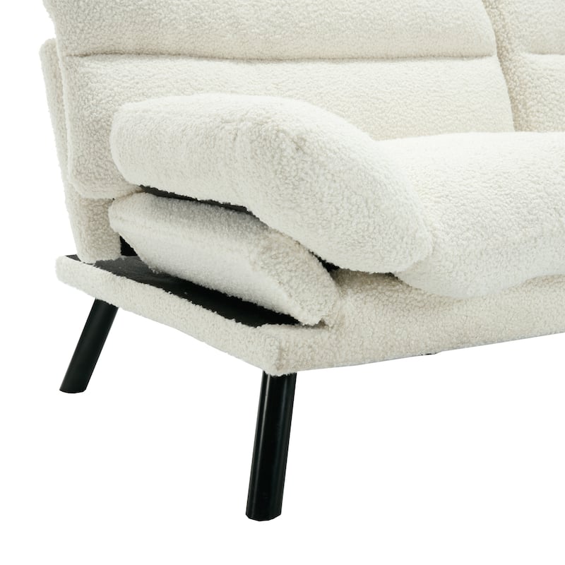 Modern Upholstered 2 Seaters Sleeper Sofa with Thick Cushion and Metal Feet