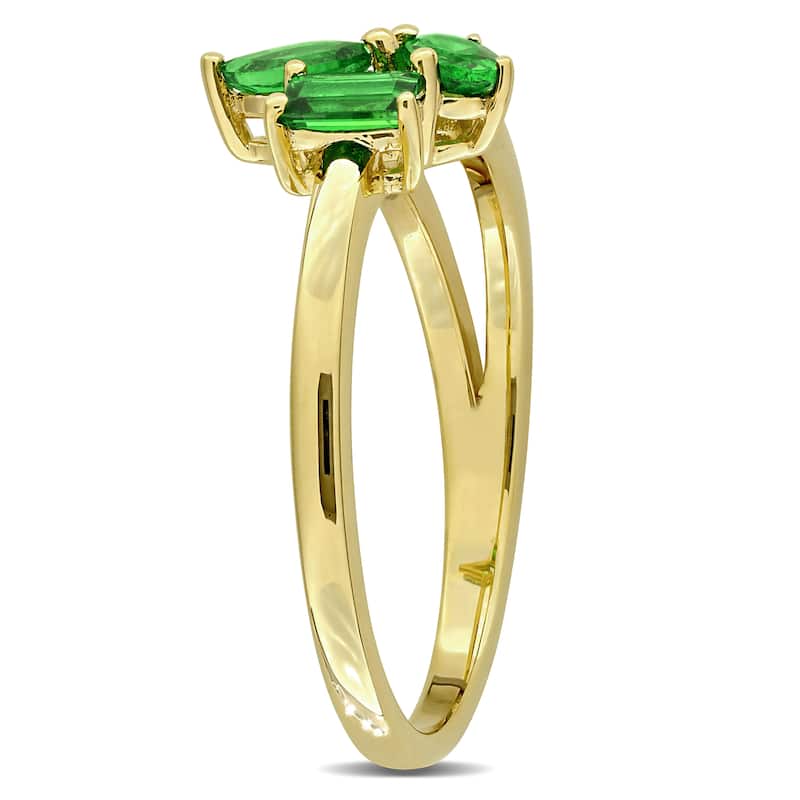 Miadora Multi-Gem Three Stone Split Shank Ring Sterling Silver