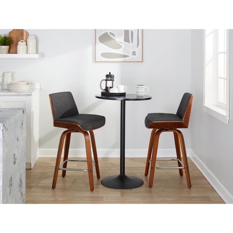 Carson Carrington Clemens 26" Fixed-Height Counter Stool with Bent Wood Legs & Square Footrest (Set of 2)