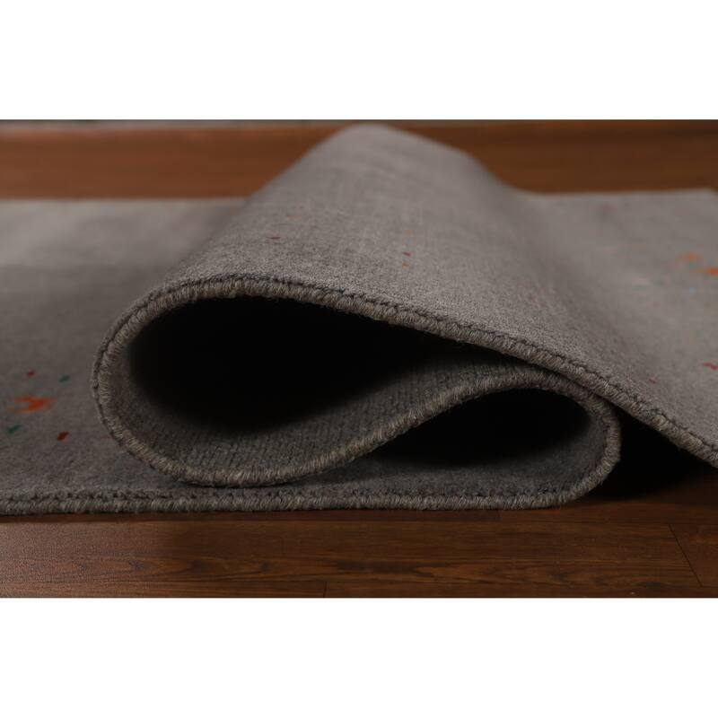 Hand Knotted Oriental 100% Wool Carpet Tribal Tribal Greys & Charcoal Gabbeh Area Rug - 8' 2'' X 5' 1''