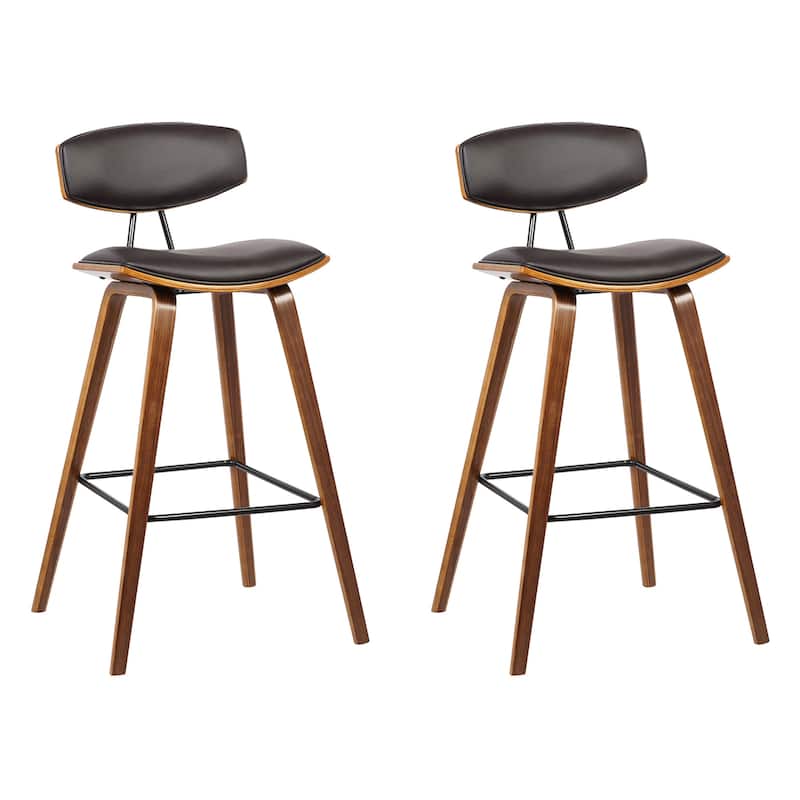 Fox Mid-Century Bar Stool, Upholstered Counter Height Chair with Bentwood Legs