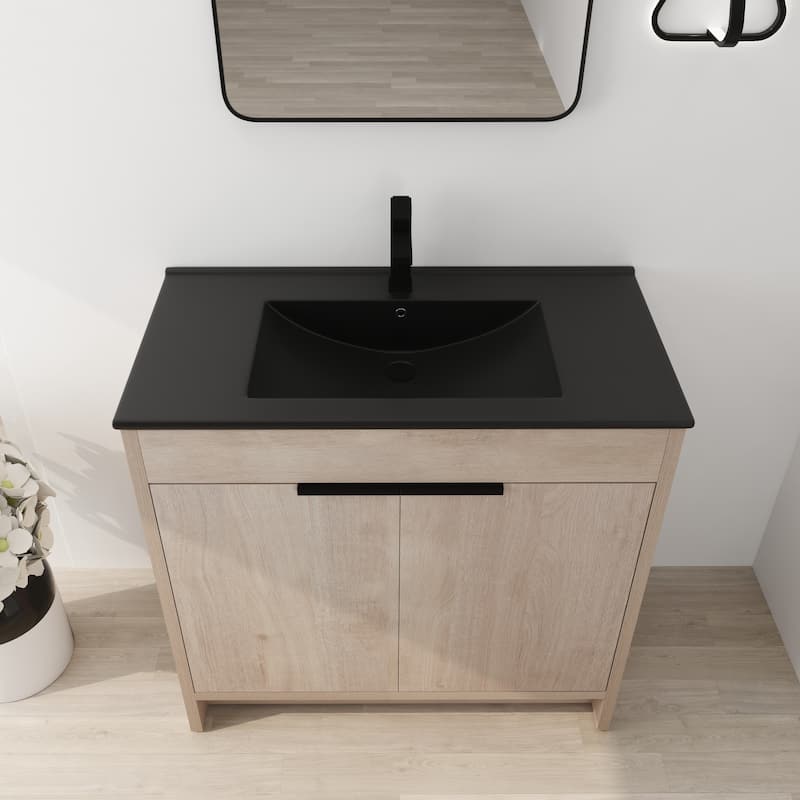 BNK 24/30/36 inch Freestanding Single Sink Bathroom Vanity with Soft Close Door and 1 adjustable shelf
