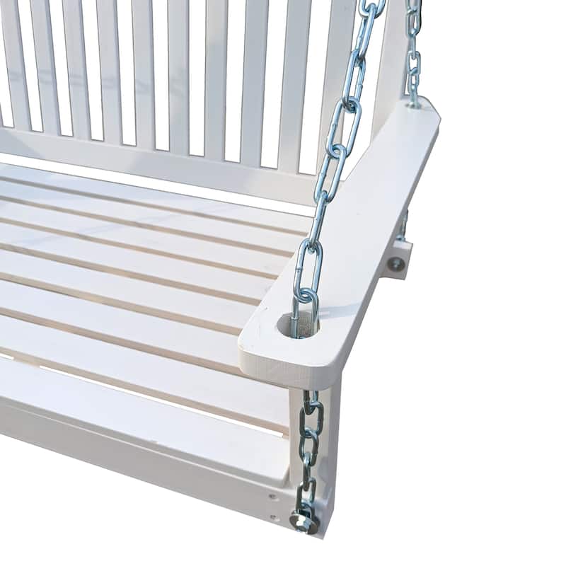 Front Porch Swing with Armrests, Wood Bench Swing with Hanging Chains,for Outdoor Patio ,Garden Yard, porch, backyard