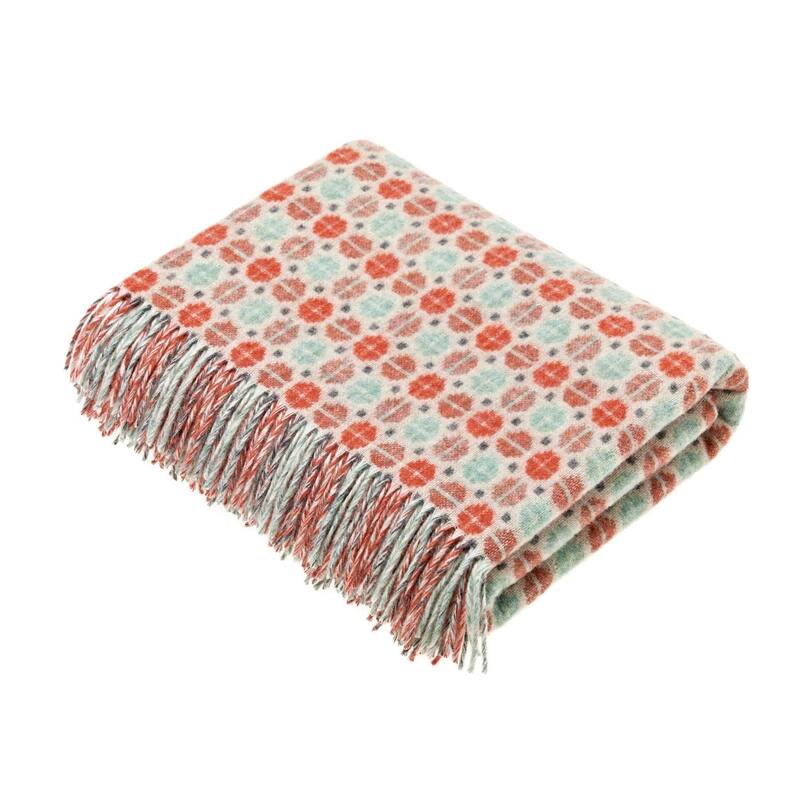 Merino Lambswool Throw Blanket - Milan - Clover, Made in England