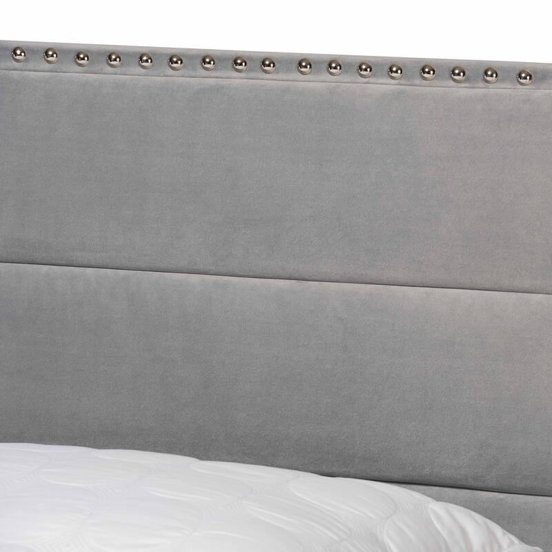 Tamira Modern Glam Velvet Fabric Upholstered Panel Bed