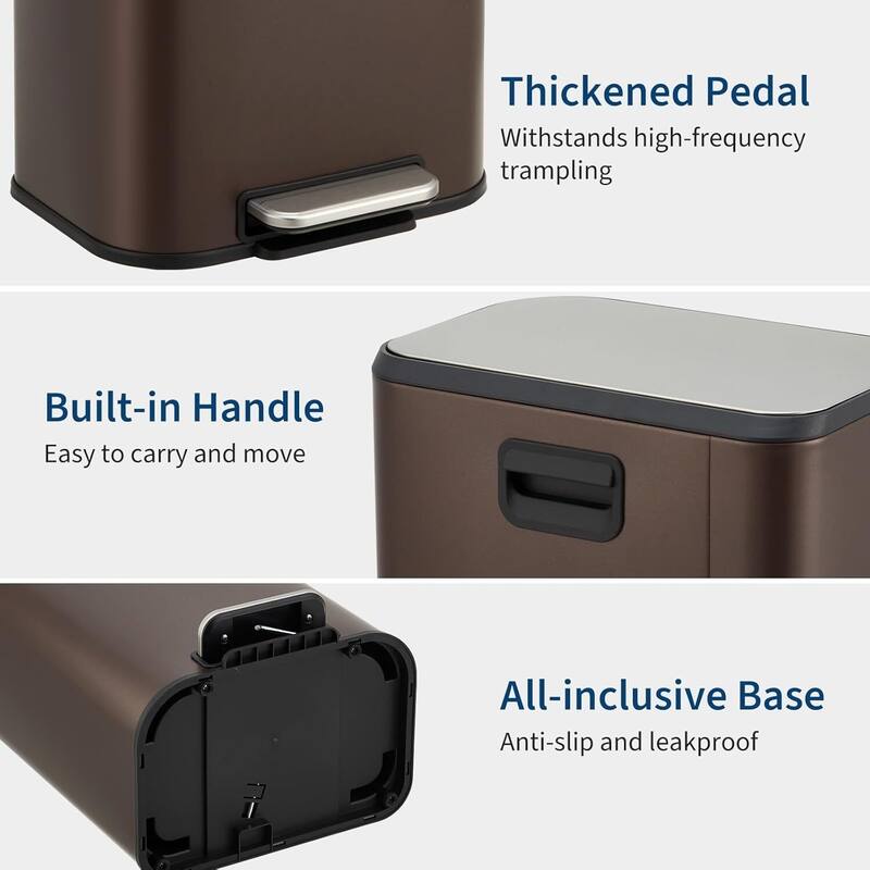 3.2 Gallon Trash Can with Soft Close Lid for Bathroom, Kitchen, Home, Office